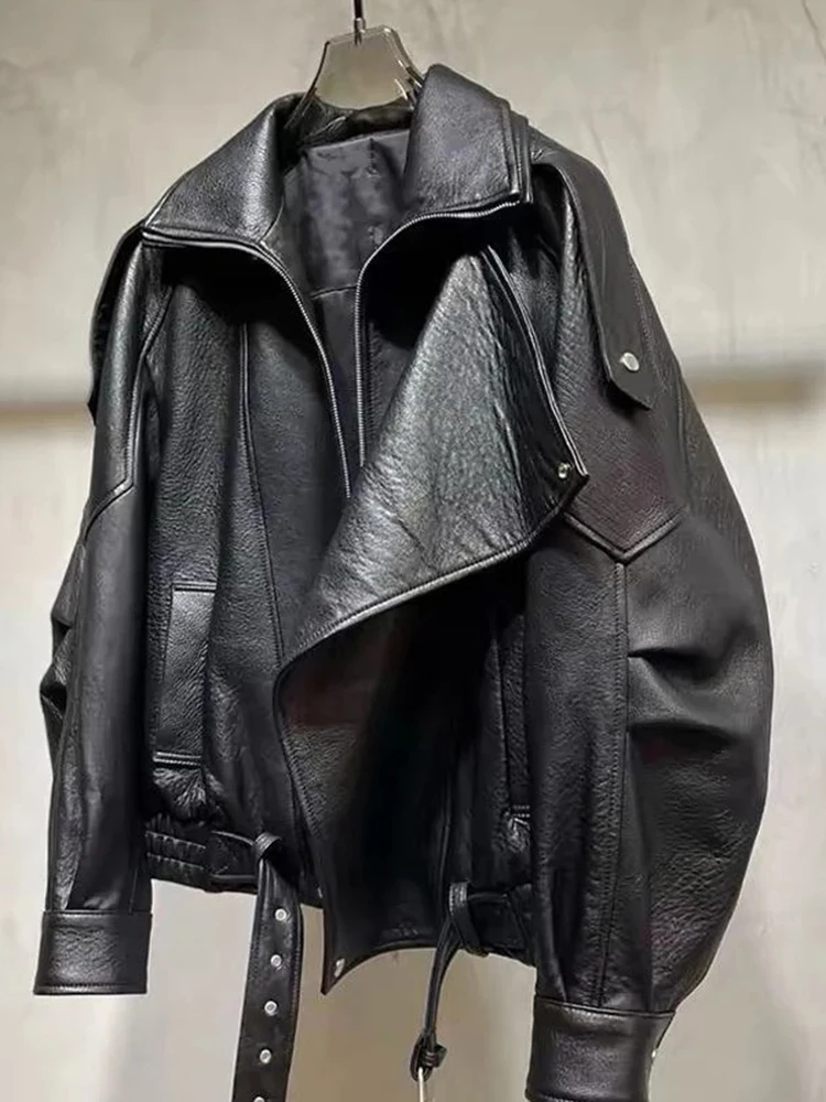 Jaqueta de Couro Retro de Hong Kong para Mulheres, Jaqueta de Motocicleta com Design Único, Tendência Coreana, Nova Chegada Outono Inverno