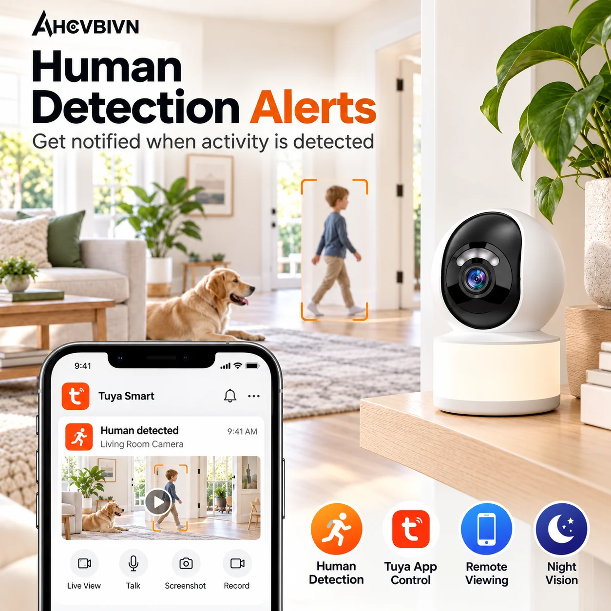 5MP Tuya Smartlife Indoor Camera Human Detection Floodlight Light Wireless WiFi Home Baby Monitor Auto Tracking Two-Way Audio
