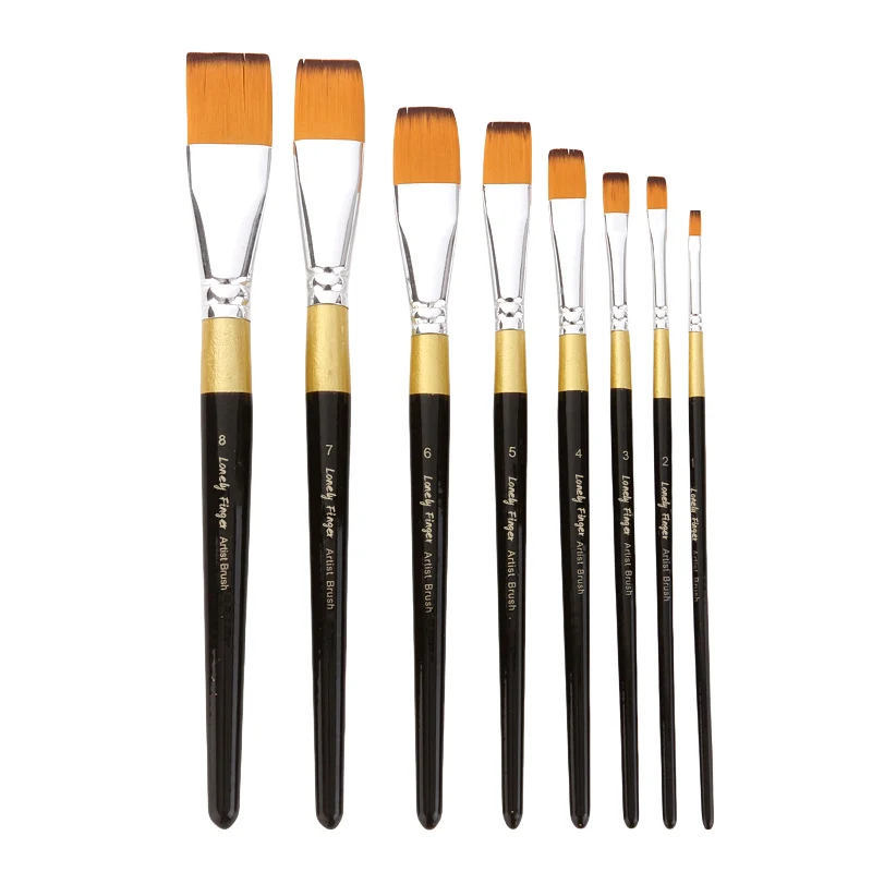 Single Flat Paint Brushes ,Artist Paintbrushes for Acrylic Oil Watercolor Gouache Painting, Premium Nylon HaPainting Brushes Set