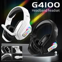 G4100 Stereo Gaming Headset with Noise Cancelling Mic,LED Light,Wired Gaming Headphones for PS4 PC Xbox One Switch PS5Controller