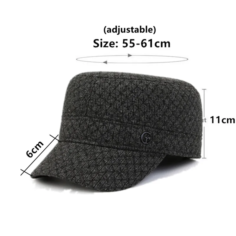 Free Shipping Winter Men's Cap Plush Thickened Warm Military Hats Coldproof Earmuffs Hat Cycling Cap Golf Cap Flat Caps For Men