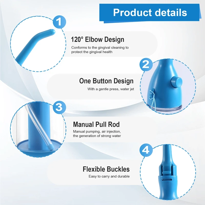 New Portable Oral Irrigator Clean The Mouth Wash Your Tooth Water Irrigation Manual Water Flosser No Electricity Abs