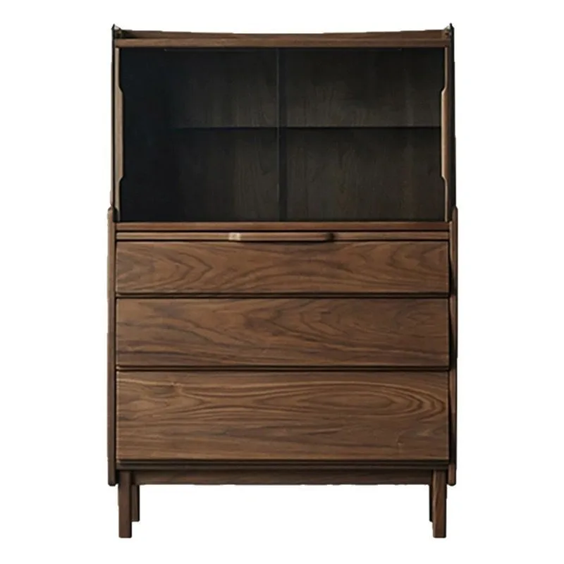 

Black Walnut Full Solid Wood Bedroom Bucket Cabinet Living Room Dining Side Cabinet Dresser Glass Display Cabinet Locker