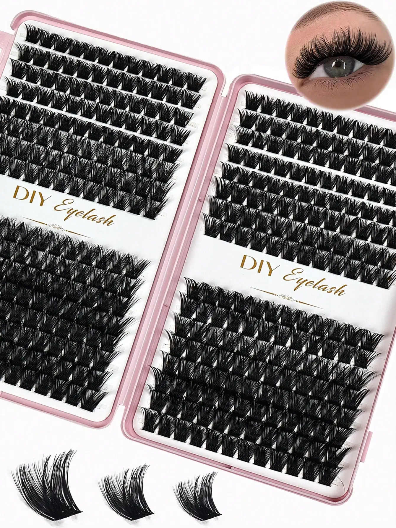 384 Stück Einzelwimpern 10-14mm DIY Wimpernverlängerung Natürliche Mischung Dichte Volumen-Kunstwimpern – Detail 5