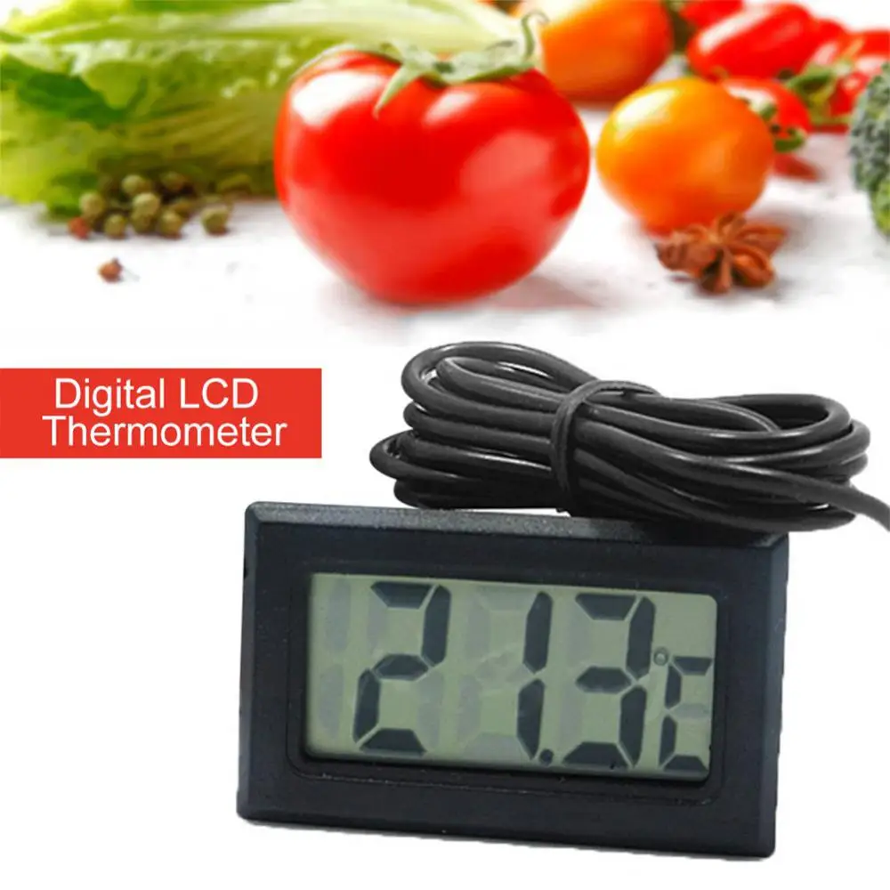 For Refrigerator Fridge Aquarium Mini LCD Digital Thermometer With Waterproof Probe Indoor Outdoor Convenient Temperature Sensor