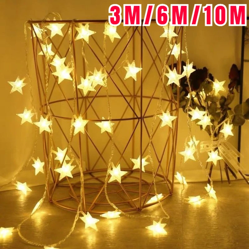 3M 10M LED String Lights Outdoor Star Chain Lights Garland Bulb Fairy Lights Party Home Wedding Garden Christmas Decoration