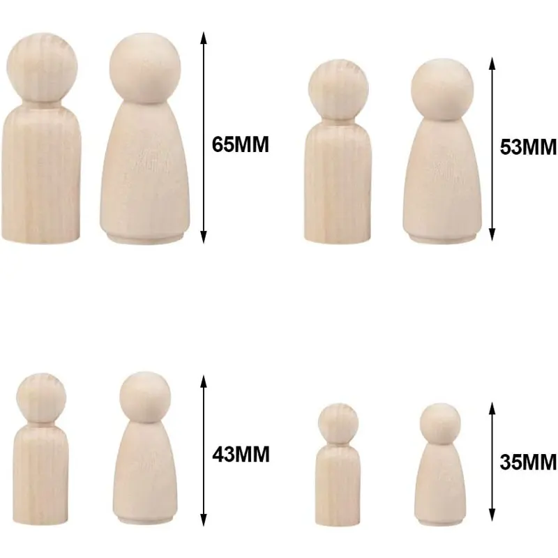 2/5/10Pcs Wooden Peg Dolls Natural Unfinished Wooden Dolls Figures Boy Girl Dolls For DIY Art Crafts Kids Painting Decoration