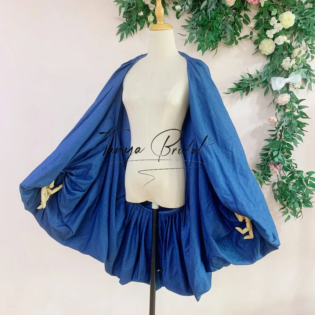 Fashion Denim Fabric Cloak Long Sleeved Mid Length Shawl Lady Cape Acceptable Customization