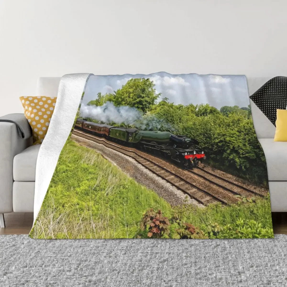 A3 Class 60103 Flying Scotsman Steam Locomotive Throw Blanket Thermals For Travel Personalized Gift Blankets