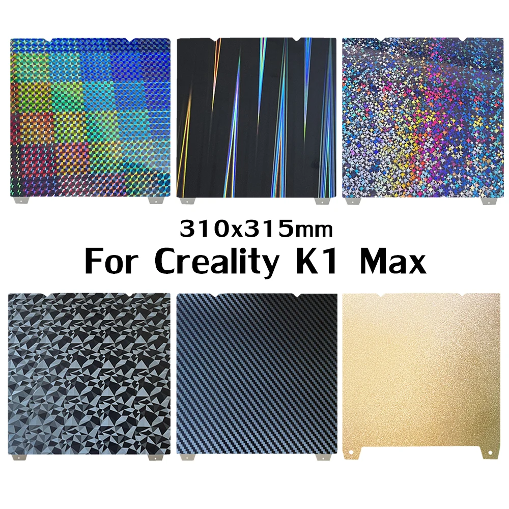 

K1 Max Spring Steel Sheet with Magnetic Sticker Base Double Sided PEO PET PEI Sheet Heated Bed for Creality K1 Max Build Plate
