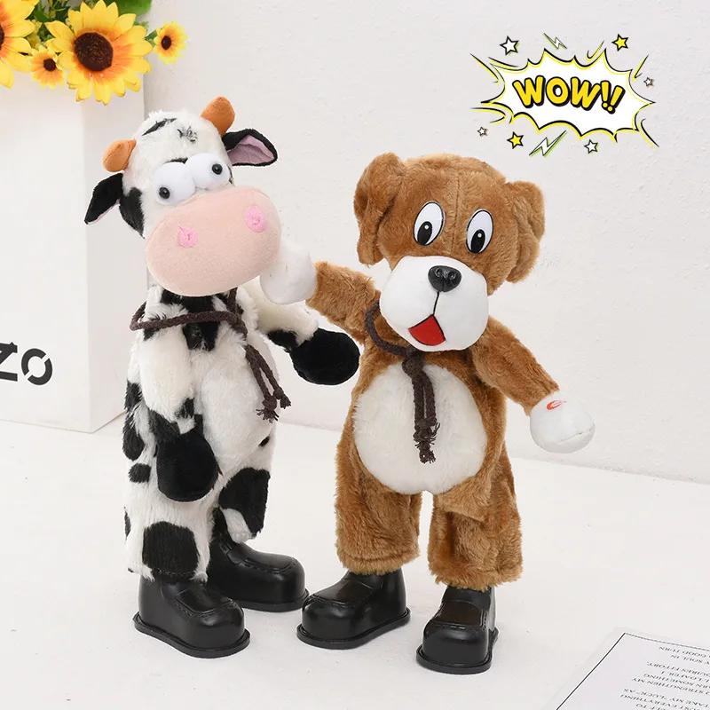 Electronic Dog Robot Cow Toy Electric Animal Pet With Music Dance Sing Songs Funny Plush Puppy Toys For Children Birthday Gift