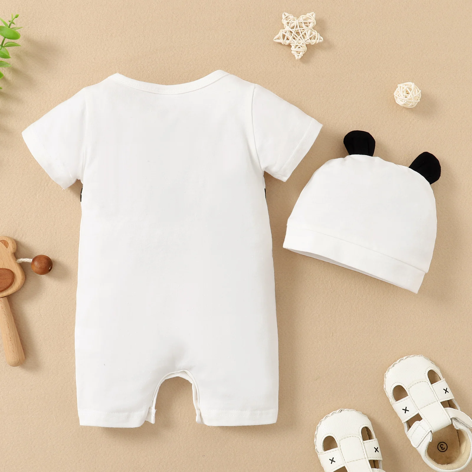 Summer Newborn Infant 0-1 Years Old Baby Boys Girls Romper Short Sleeve Panda Print Baby Clothing