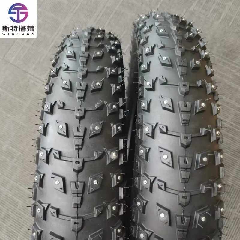 

20x4.0 Snow Fat Tire for Electric Bike Winter Studded Rubber Tire 198 Spikes