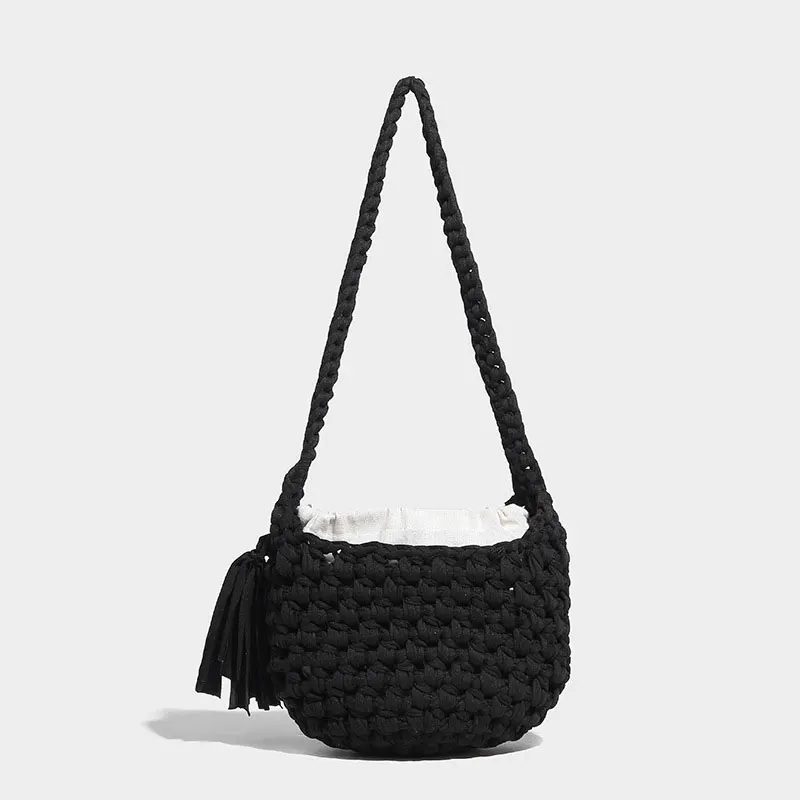 Bolsa feminina de malha LOERSS, bolsa de ombro, férias de praia, bolsa tiracolo, oca, bolsa casual, bolsa feminina artesanal