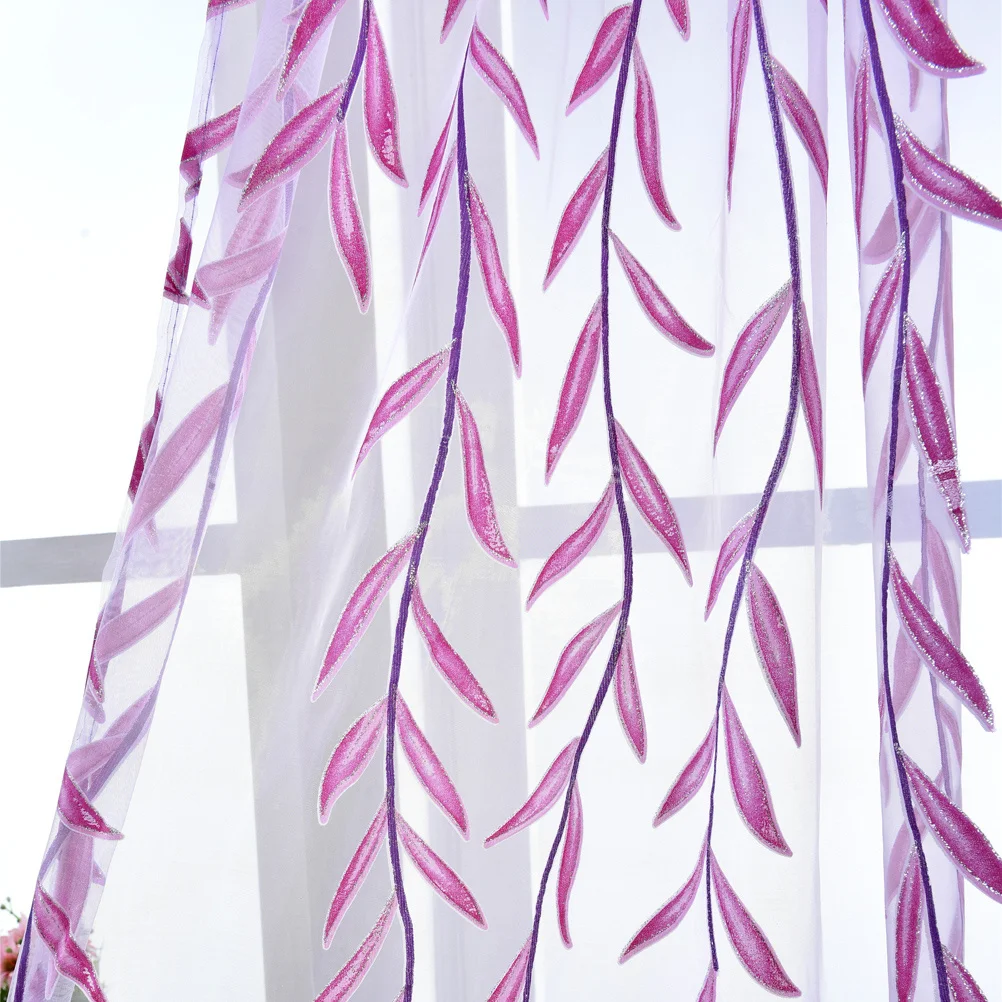 

Transparent Tulle Window Sheer Voile Curtains Rod Pocket Bedroom Living Room 100x270cm Purple Lightweight Privacy Energy