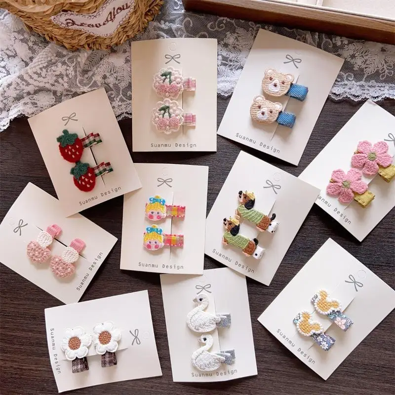 Haarspangen mit seitlichem Pony für Mädchen, koreanischer süßer Karo-Blumenstoff, rutschfeste Haarnadeln für Kinder, Schule, Reisen, täglichen Gebrauch. – Detail 2
