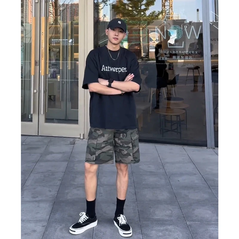 

Camouflage orts Men's Summer Vintage American Logging Five-Quarter Pants Military een Large ket Workwear Straight Leg ...