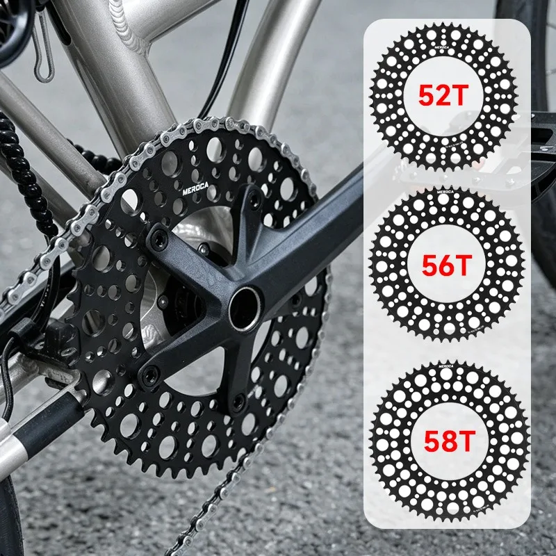 MEROCA 130 bcd chainring 5 bolt 52T 56T 58T For Brompton DAHON Folding bike Aluminum alloy 130BCD narrow wide Single chainring