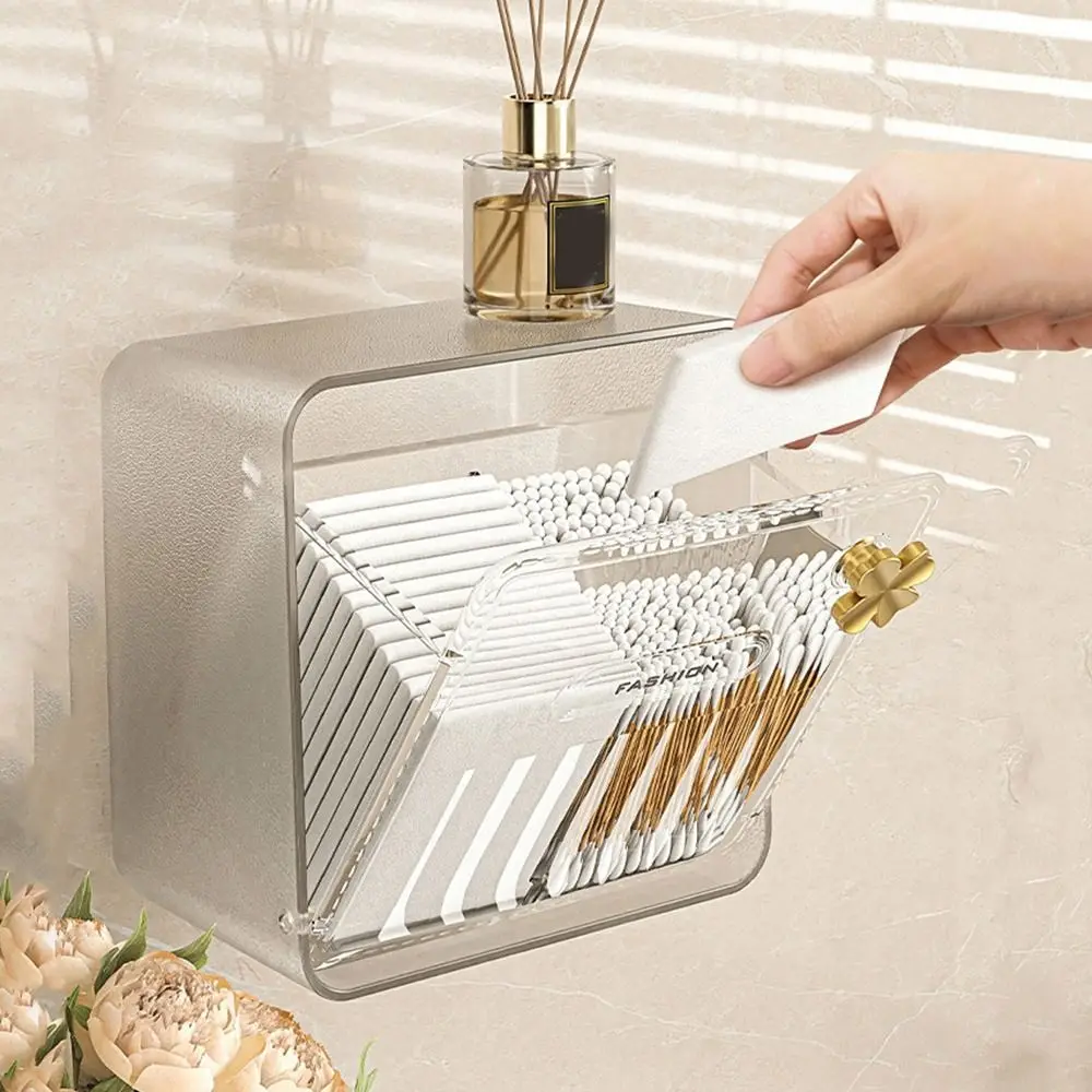 

Transparent Mirror Cabinet Storage Box Dustproof Waterproof Cotton Swab Box Wall-mounted Plastic Cosmetic Storage Box Bathroom