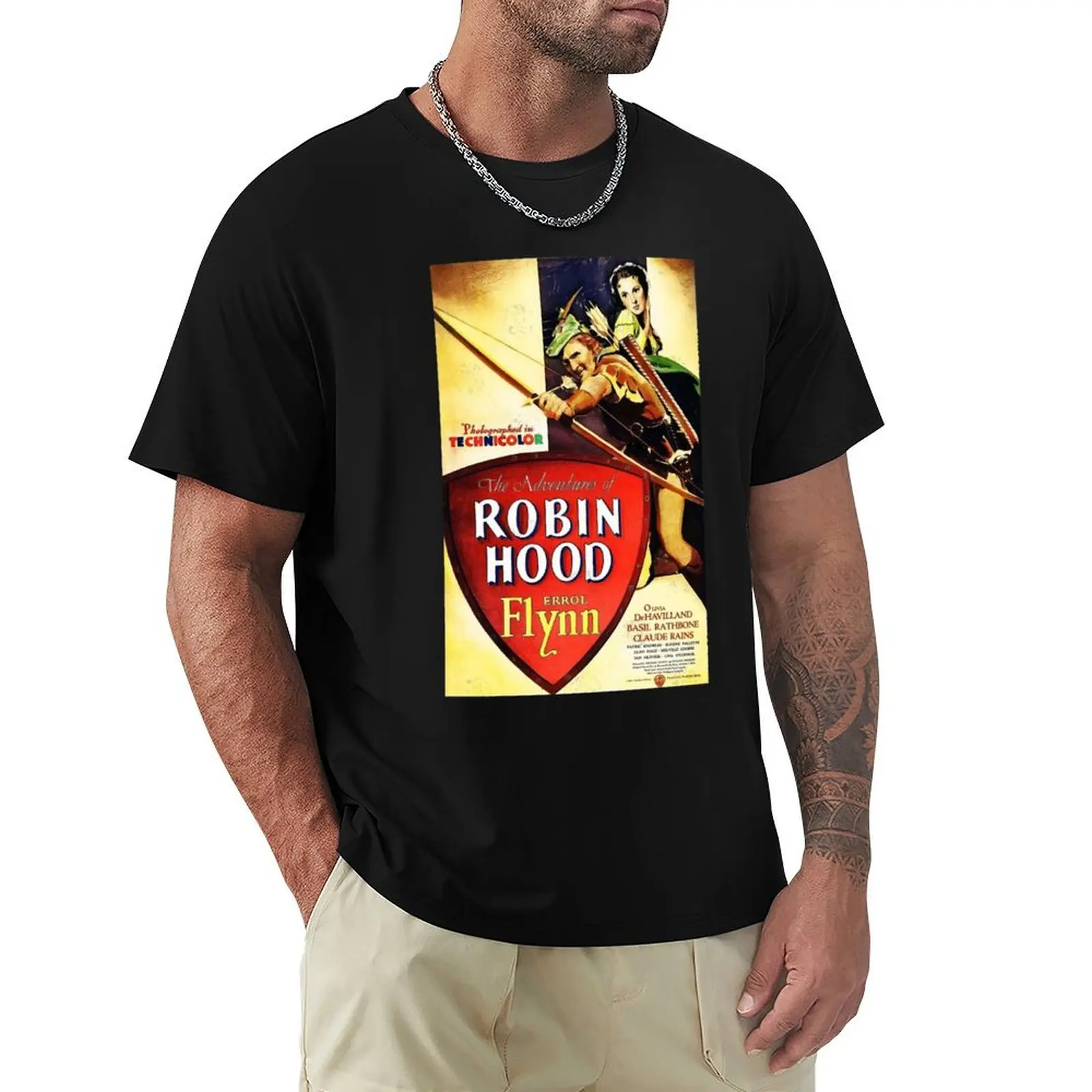 

The Adventures of Robin Hood - Movie Poster of the 1938 Technicolor Swashbuckler Film T-Shirt Holiday All Match T-Shirt