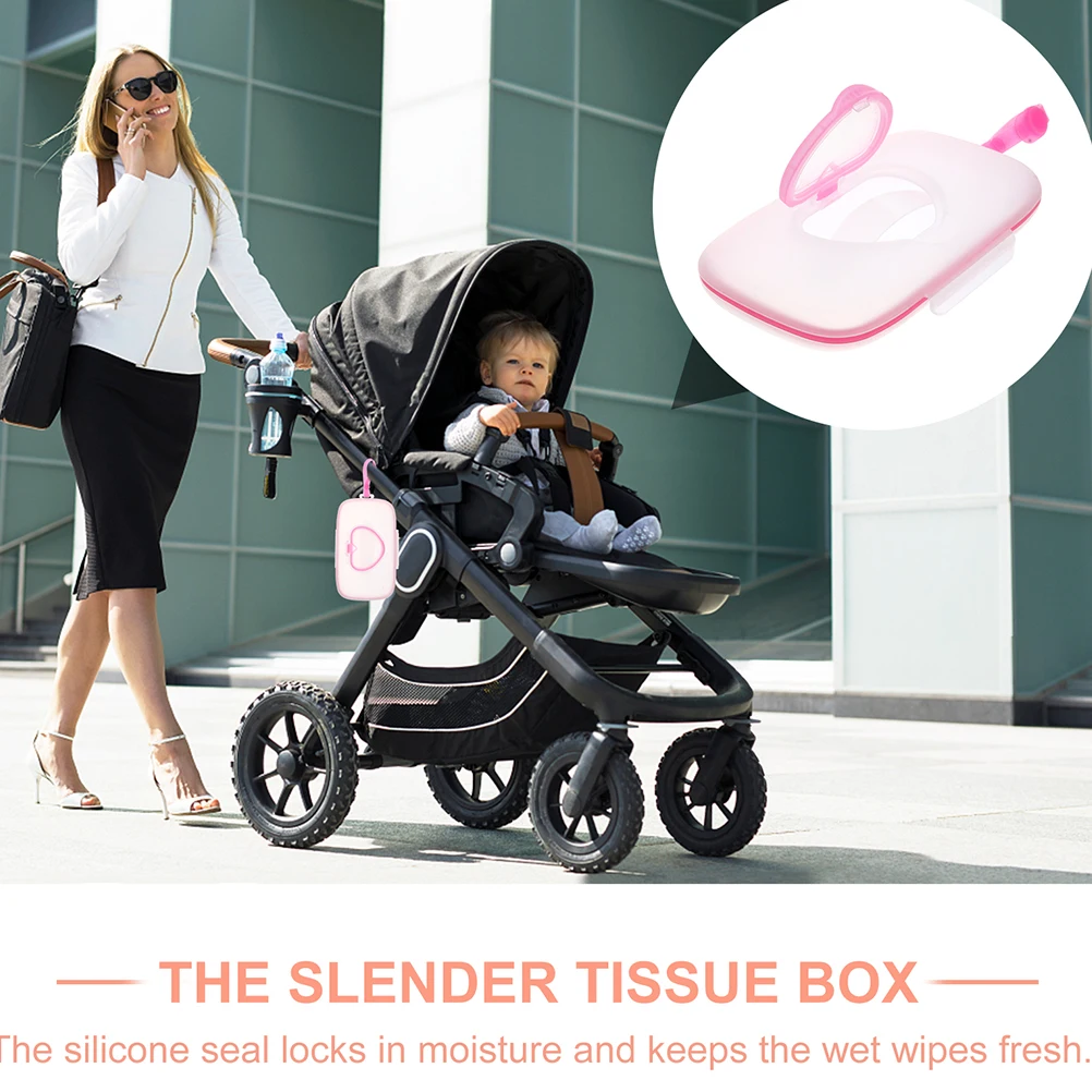 

2PCS Baby Wipes Box Portable Outdoor Stroller Baby Wipes Box Hanging Travel Lightweight Plastic Container Case