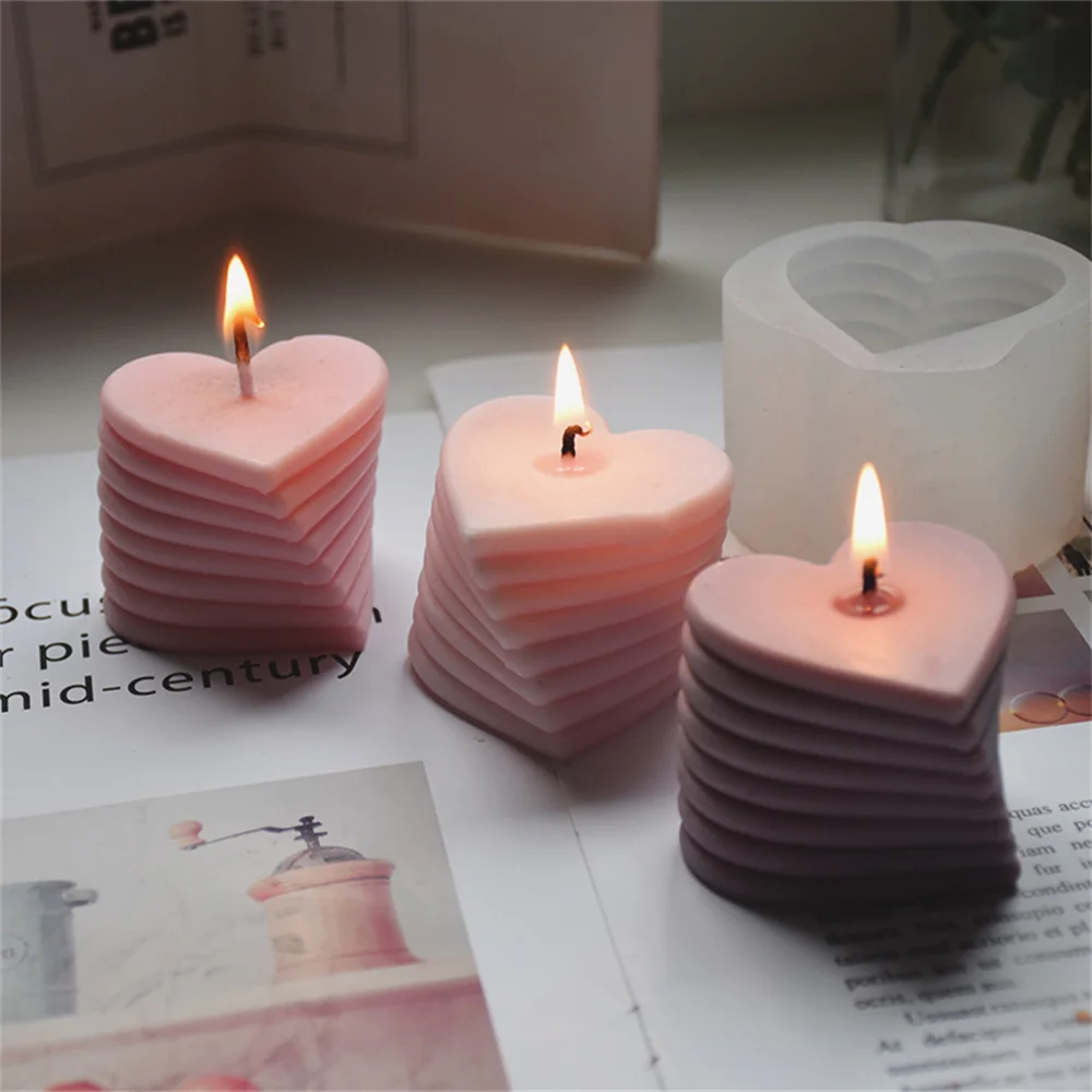 

Rotating Heart Candle Mold Multiple Love Aromatic Handmade Candle Gypsum Resin Soap Cake Decoration Mould Valentine's Day Gift