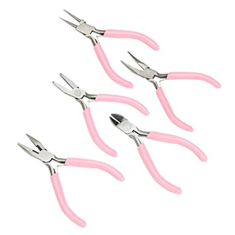 

New 5 Piece Series Metal Pliers Set, Jewelry Craft Tool, Mini Pink Hand Tool Set, DIY Handmade Jewelry Making