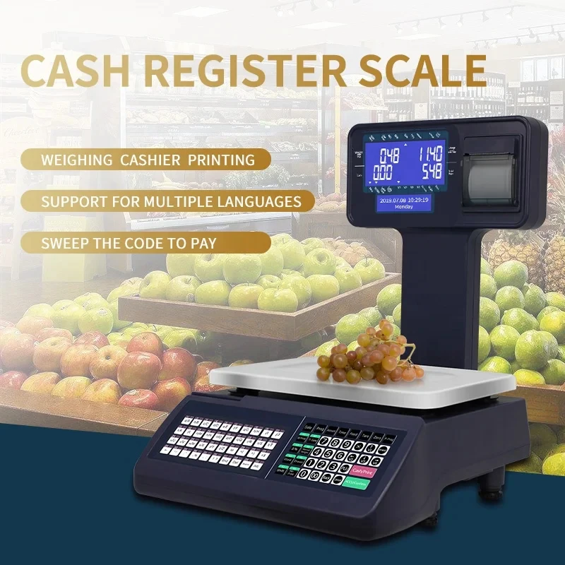 Digital Scale for Supermarket POS Systems 15kg Capacity LCD Display Cash Register Weighing Scales 10g Accuracy WiFi
