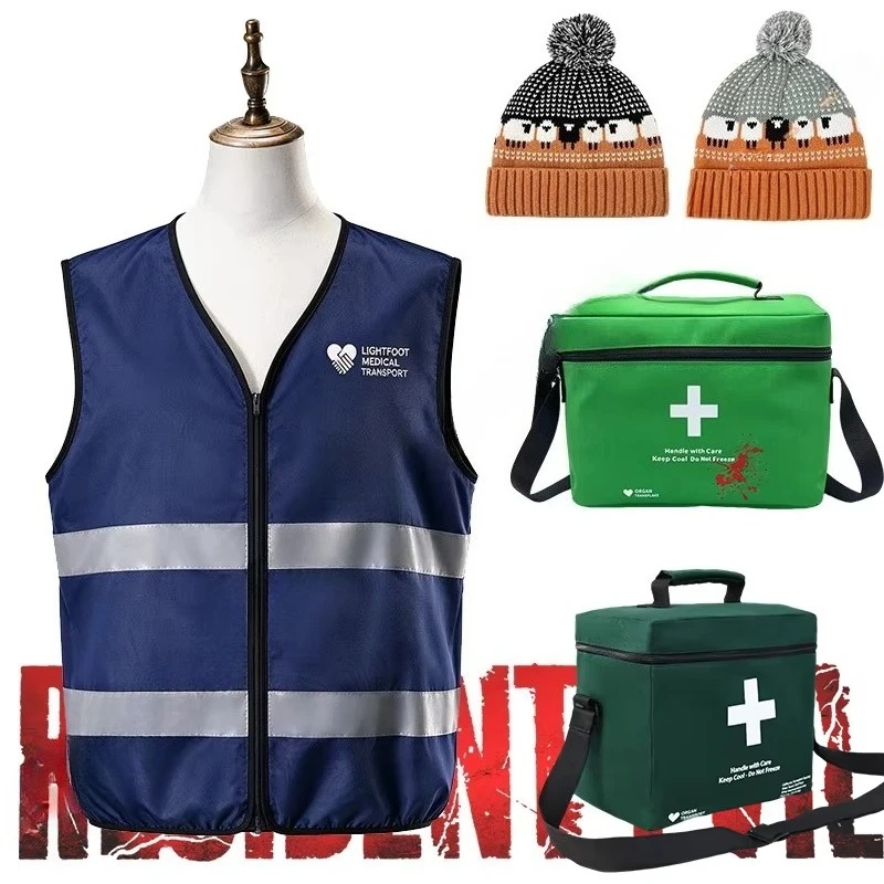 2026 Movie Resident Evil Bryan Cosplay Costume Wig Outfit Wool Hat First Aid Bag Lightfoot Medical Transport Halloween Women Men