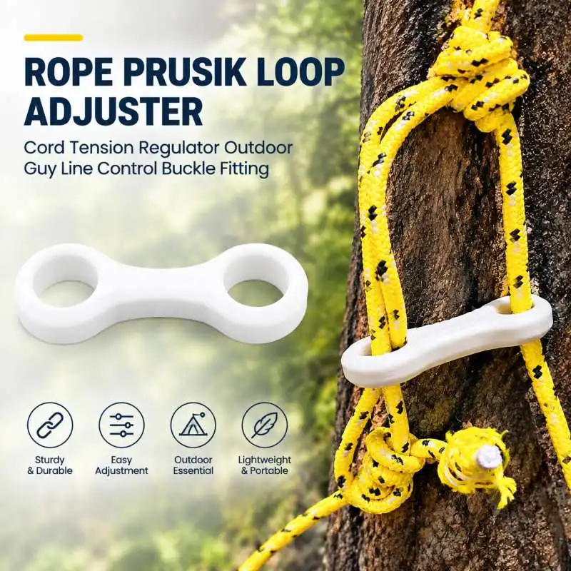 Rope Prusik Loop Adjuster Cord Tension Regulator Outdoor Guy Line Control Buckle Fitting