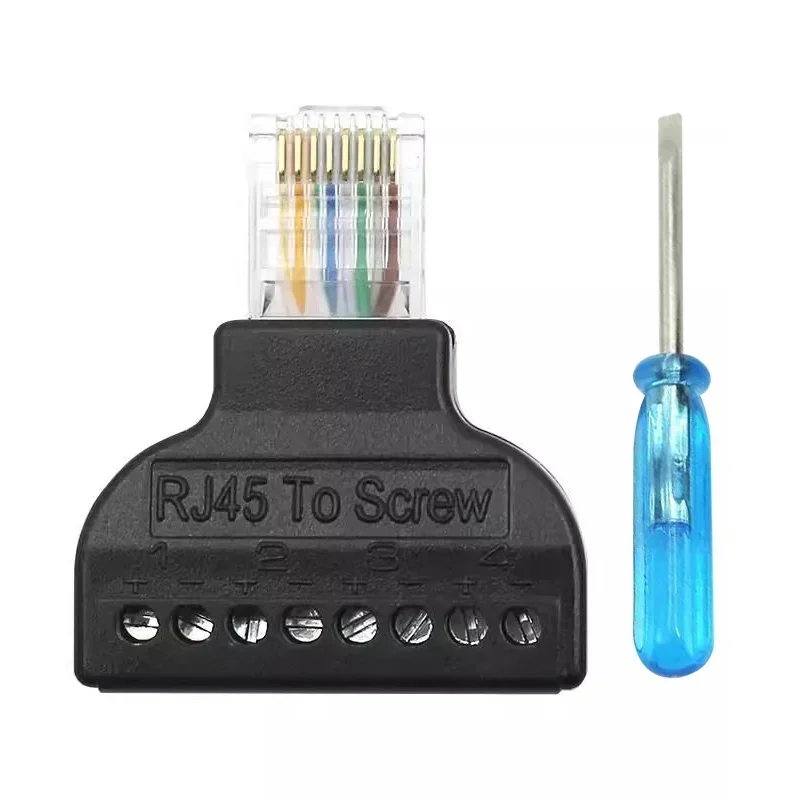 RJ45 Network Connector RJ45 Male Plug To 8 Pins Screw Terminal Crystal Head Block Adapter for CCTV Digital Internet Ethernet