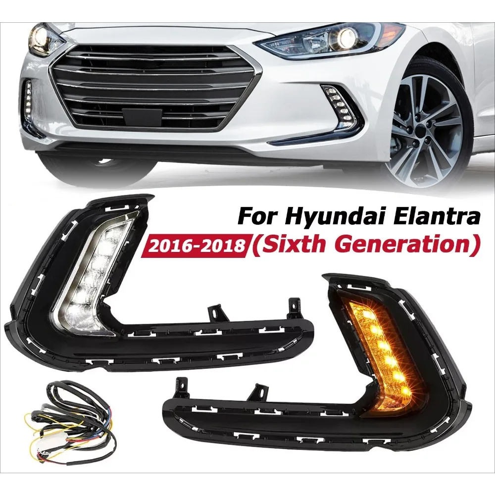 

Для Hyundai Elantra 2016-2018: Светодиодные противотуманные фары, дневные ходовые огни, указатели поворота