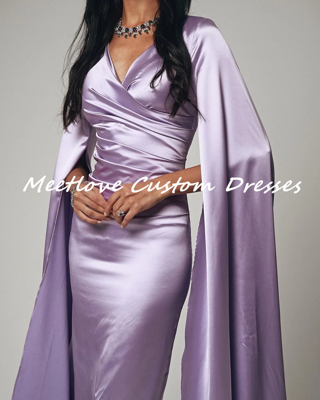 Meetlove Customized Long Sleeves Zipper up Zipper up Mermaid Gala Dress Elegant and pretty women's dresses فستان حفلات الزفاف