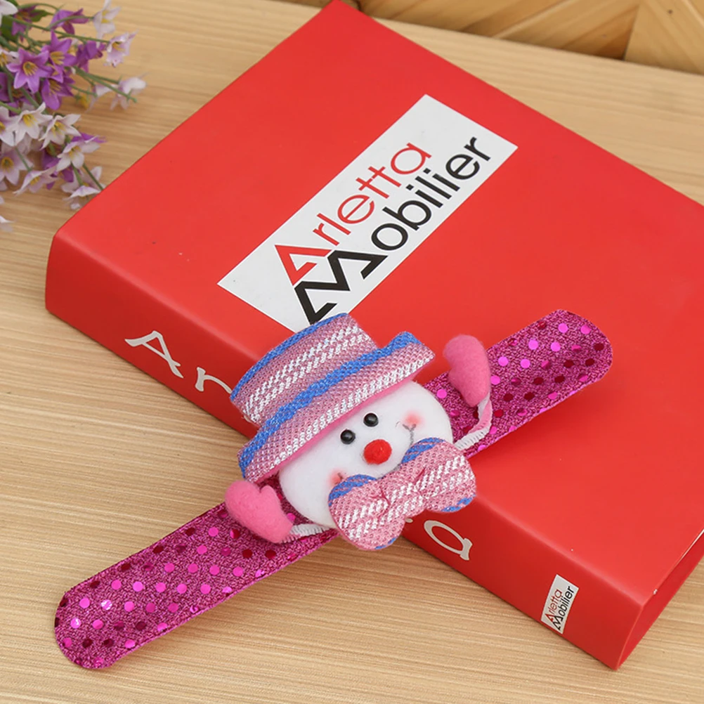 

8pcs Light Up Slap Bracelets Christmas Theme For Kids Glow Party Favors Hand Rings Wrist Jewelry Decorative Props Play