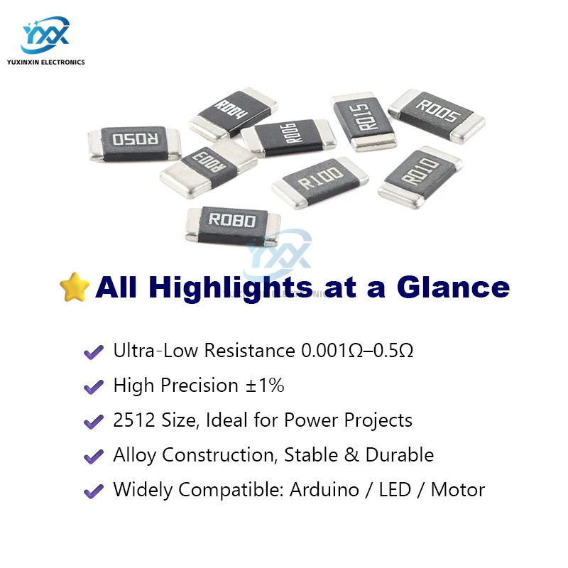 10 قطعة 2512 سبائك المقاوم 0.001Ω ~ 0.5Ω 1% 2 واط 3 واط الدقة منخفضة أوم المقاومة DIY بها بنفسك الالكترونيات استشعار الطاقة مصلحة الارصاد الجوية رقاقة نوع
