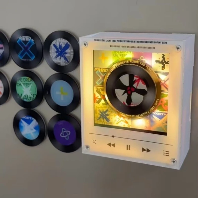 Auto-play song rotary record player, acrylic creative music refrigerator sticker
