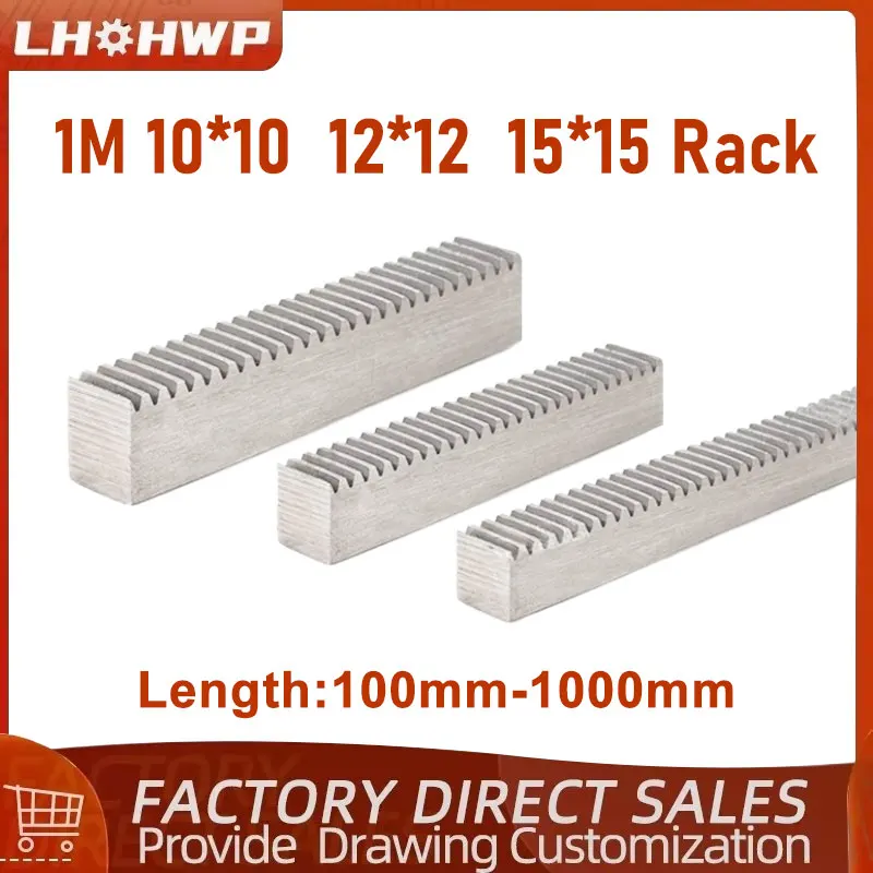 1Mod 10*10 12*12 15*15 100mm-1000mm Spur Gear Rack 1M Gears Rack Precision CNC Straight Teeth Toothed Racks CNC Parts
