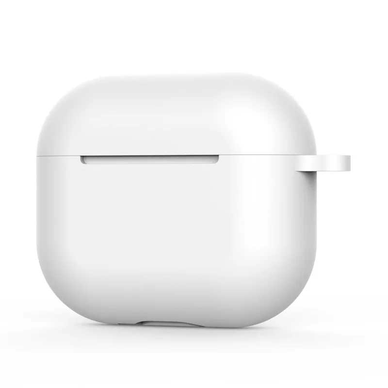 Apple Airpods 3用のソフトシリコンケース,Bluetoothワイヤレスヘッドフォン用のフック穴付きケース