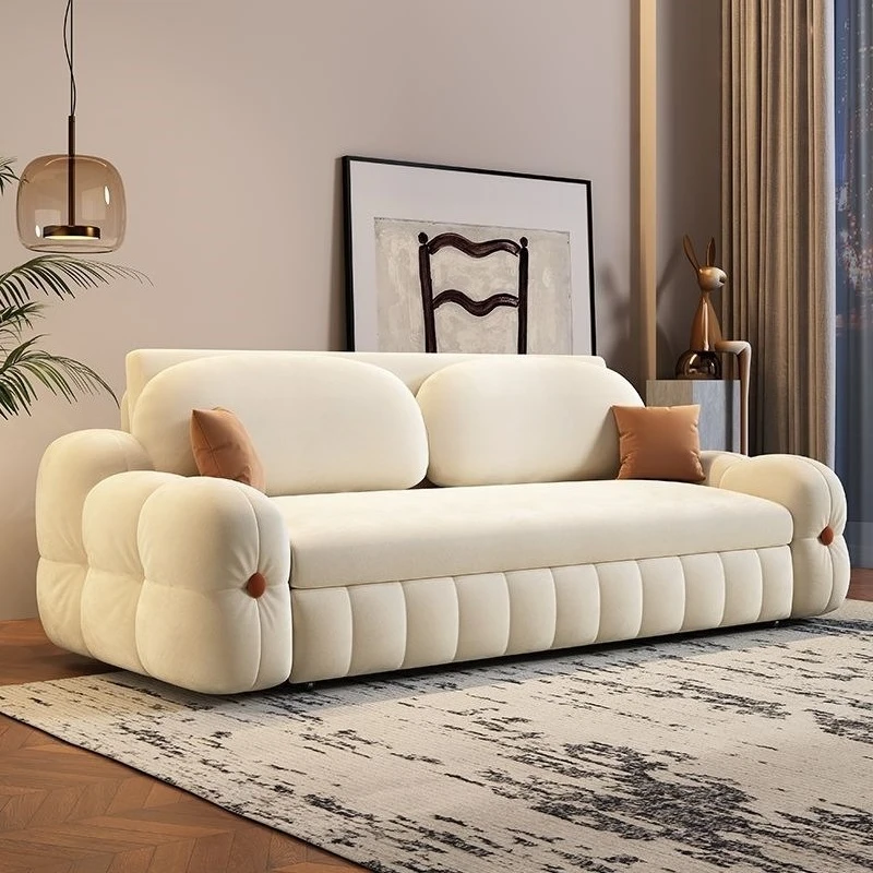 Flannel sofa bed dual-purpose, multi-functional pull-out type, foldable storage