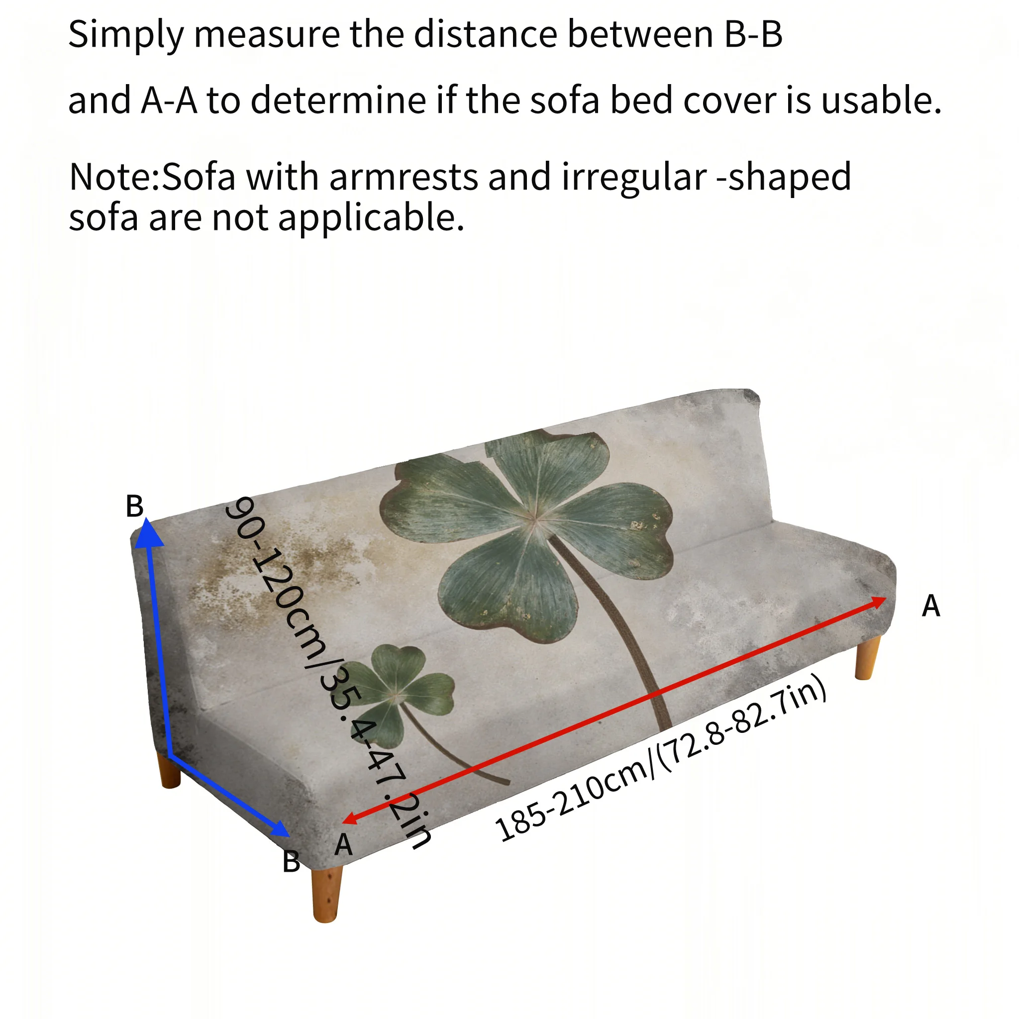Dilapidated four-leaf clover elastic sofa bed cover, living room sofa bed cover, dustproof machine washable sofa bed cover
