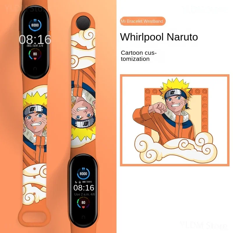 Naruto Sasuke Watchband for Xiaomi Mi Band 7 6 5 4 3 Watch Strap Sport Replacement Smartwatch Accessories Bracelet Birthday Gift