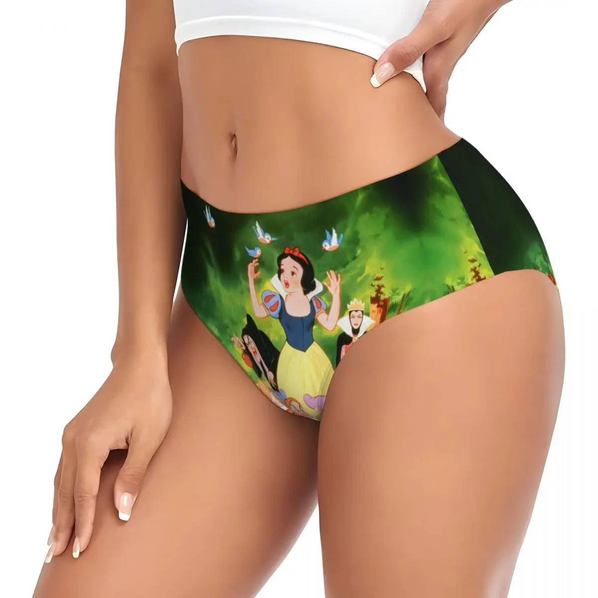 Cuentos de hadas personalizados para mujer, bragas de animación de Blancanieves y los siete enanitos, ropa interior cómoda