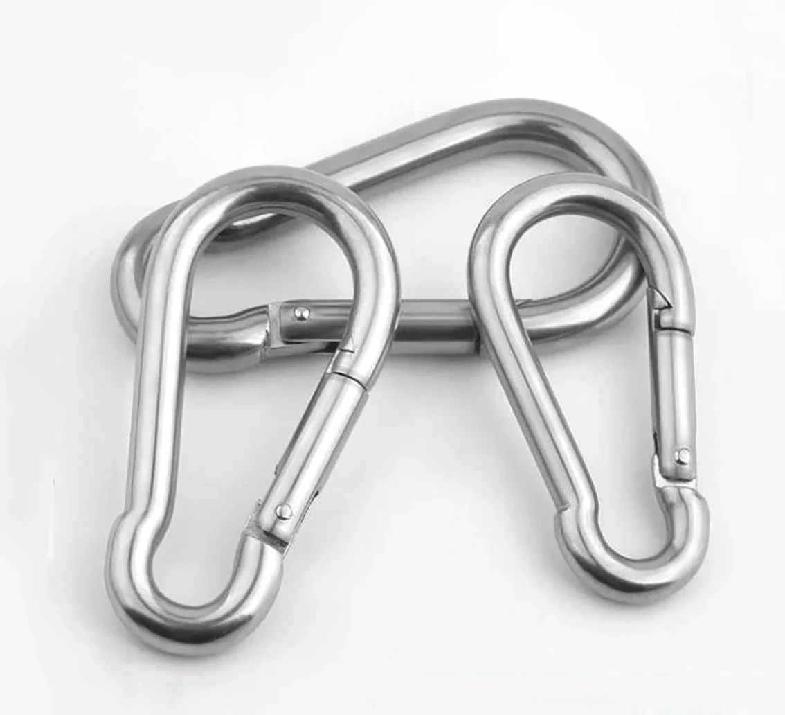 304/316 Stainless Steel Climbing Carabiners Clips M4 M5 M6 M7 M8 M9 M10 M11 M12 M14  Spring Snap Hook Heavy Duty Locking Buckle