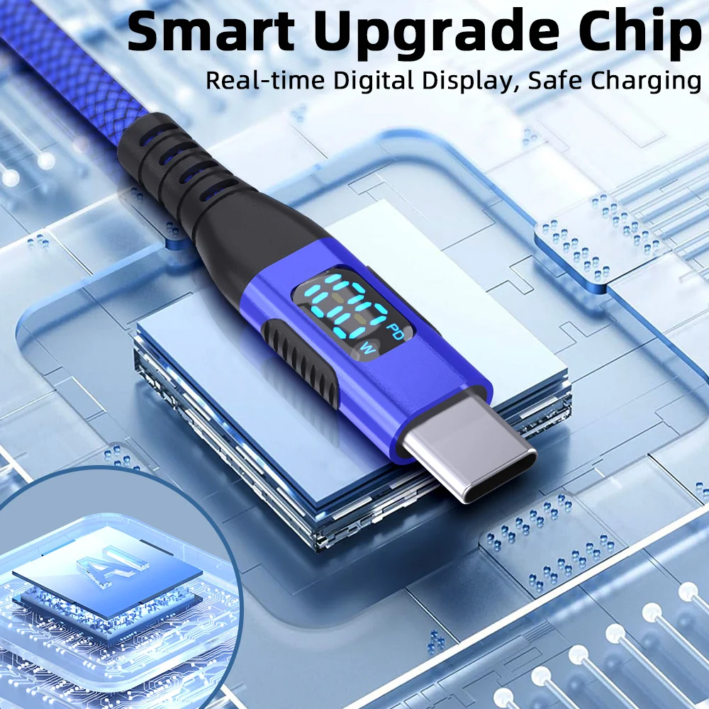 Dual PD USB‑C Fast Charging Data Cord 60W 100W High Power Type‑C Cable Data Wire for iPhone Samsung Xiaomi Huawei 1M 2M 3M Wire