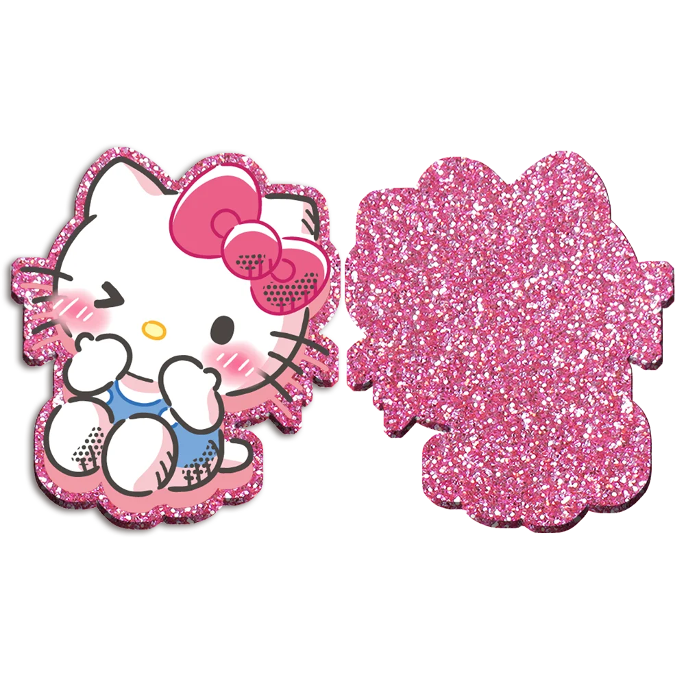 

Pink Glitter Hello Kitty Chunky Resin Planar Acrylic Flatback For Girls DIY Phone Case Hair Bow Craft Keychains Accessories