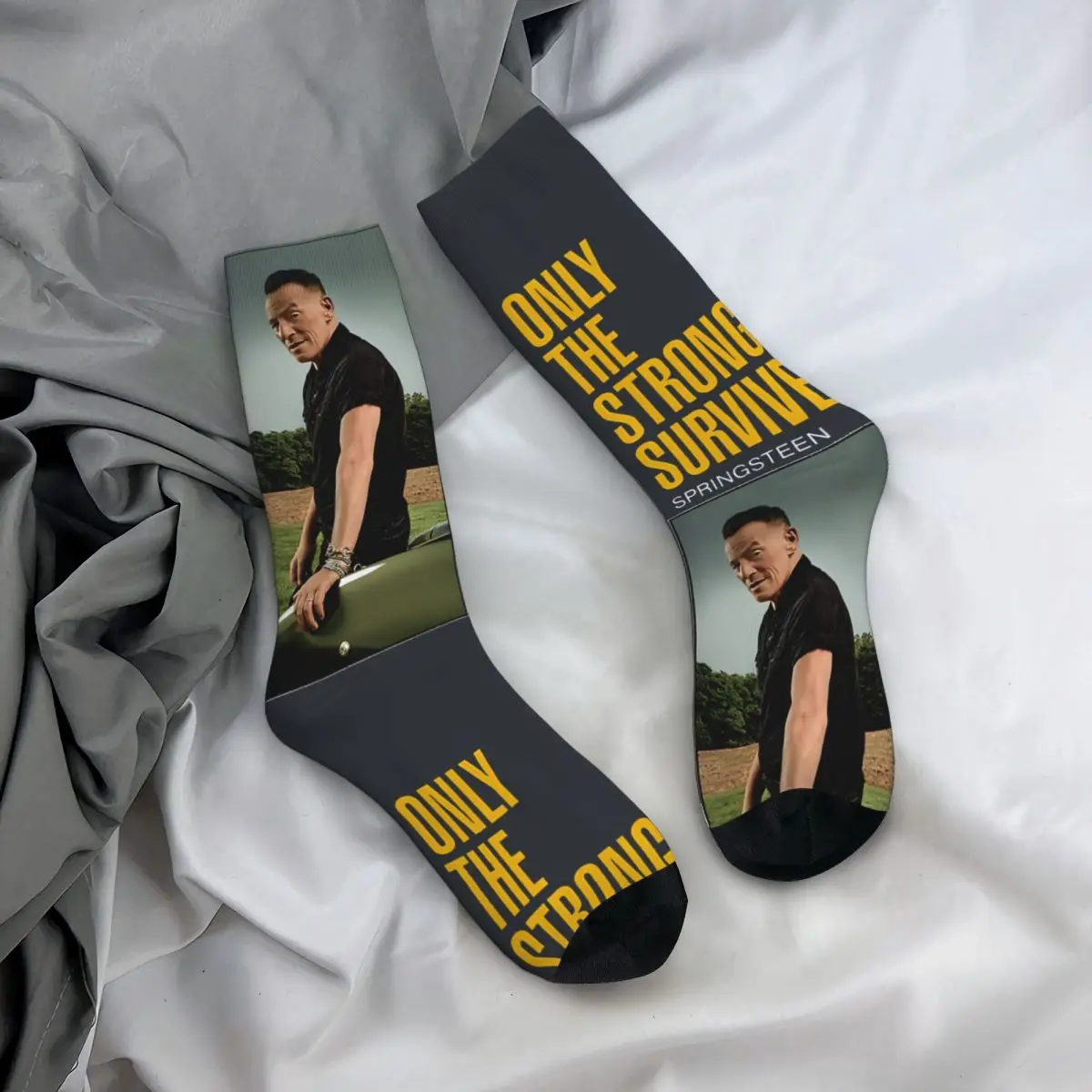 Retro Bruce Męskie skarpetki kompresyjne Unisex Bruce Springsteen Harajuku Bezszwowe drukowane nowość Crew Sock