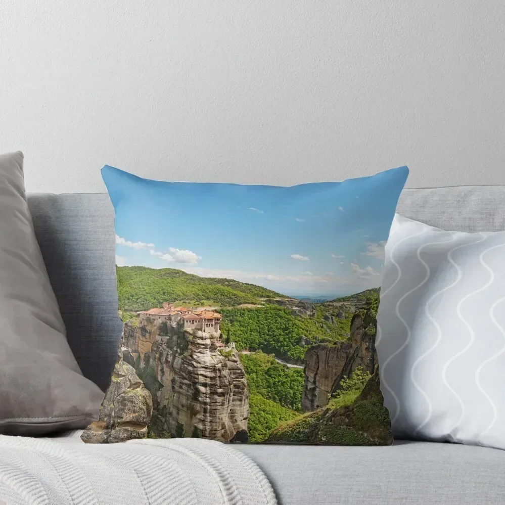 Varlaam Monastery in the Meteora Monastery complex in Greece. Throw Pillow Couch Cushions Pillow Cover bed pillows pillow