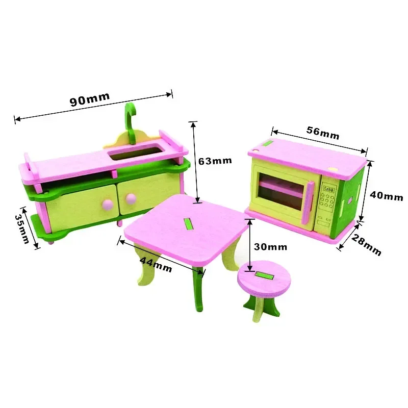 Meubles miniatures en bois pour enfants, maison de courses, restaurant créatif, chambre à coucher, figurine d'action, décoration de maison au beurre, 1:12