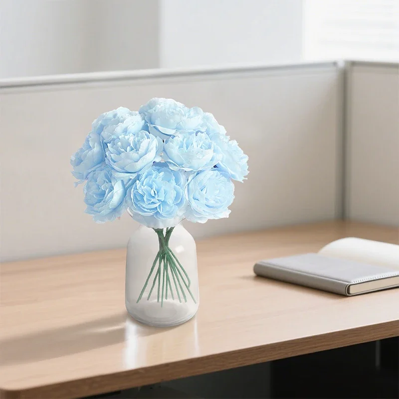 6 Stück künstliche Blumen, Blumenstrauß, 20 cm, künstliche Seidenblumen, Bündel für Zuhause, Raumdekoration, Hochzeitsdekoration, Vase, Ornament, Zubehör – Detail 5