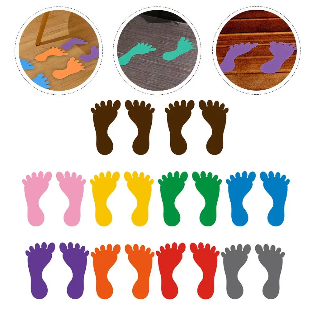

10 Pairs Foot Stickers Kids PVC Floor Decals Birthday Waterproof Neon Nail Mat Applique Floor Decor Kindergarten Wall Stickers